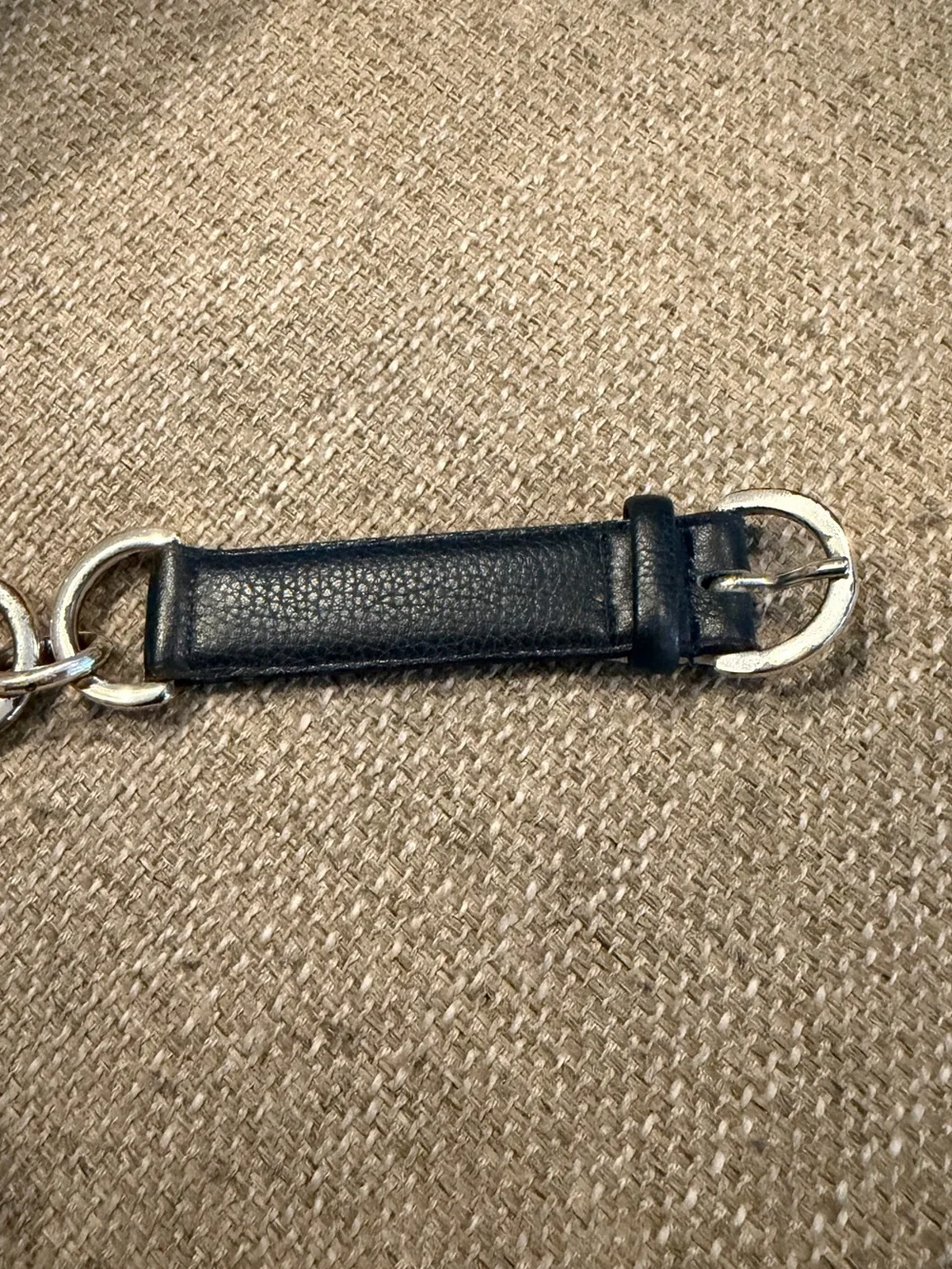 EUC - Longchamp Vintage Navy Leather Belt with Silver Buckle & Hardware